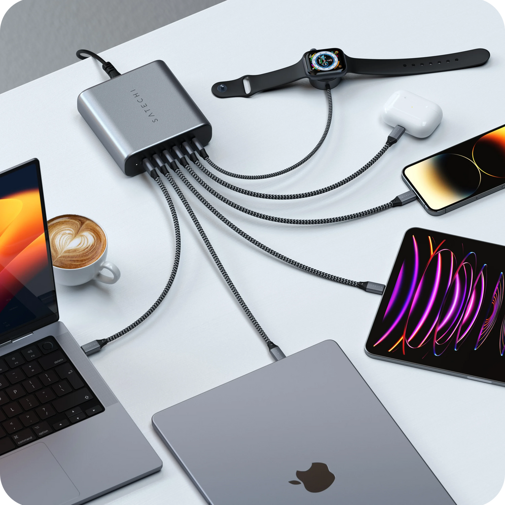 200W USB-C 6-Port GaN Charger Charging Stations Satechi US