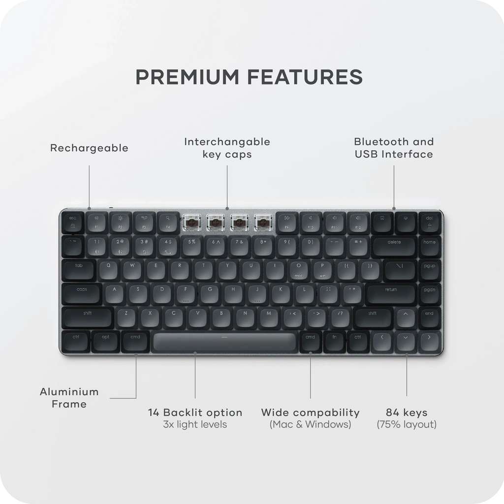 SM1 Slim Mechanical Backlit Bluetooth Keyboard Satechi Dark