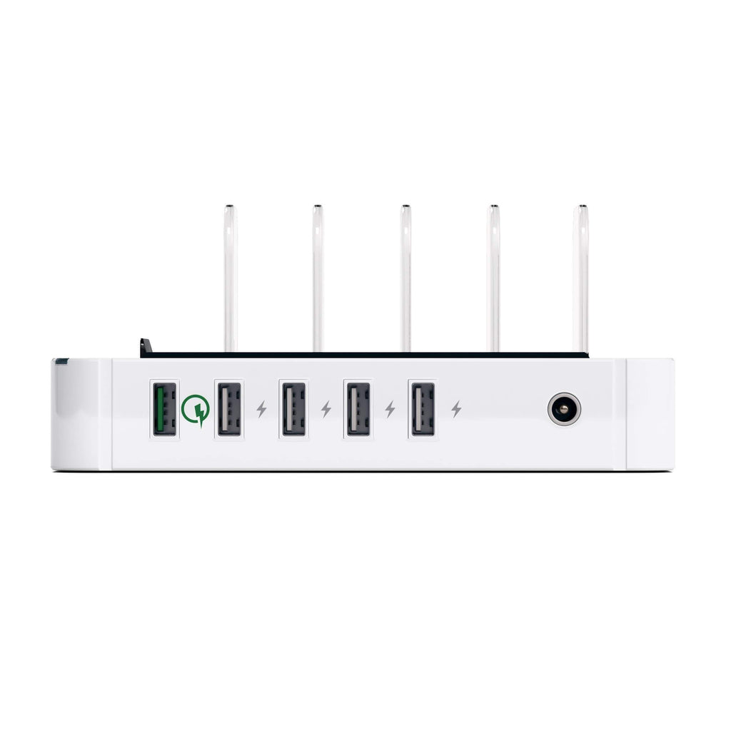 5-Port USB Charging Station Dock with Qualcomm Certified Quick Charge 2.0 Charging Stations Satechi White
