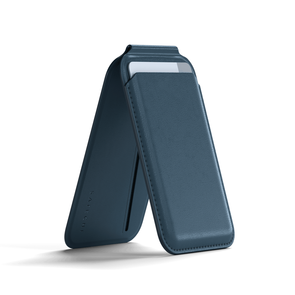 Vegan-Leather Magnetic Wallet Stand Satechi Dark Blue