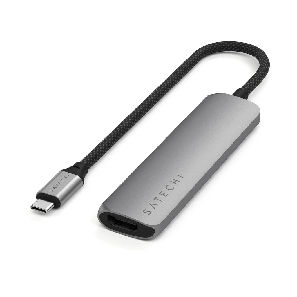 4-in-1 USB-C Slim Multiport Adapter 4K - Space Grey | USB-C to USB-C Cable - 10 Inches