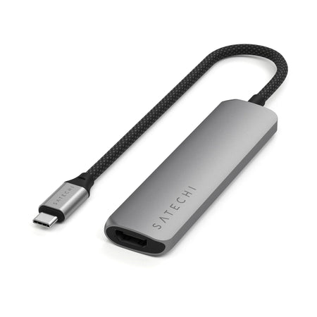 4-in-1 USB-C Slim Multiport Adapter 4K - Space Grey | USB-C to USB-C Cable - 10 Inches