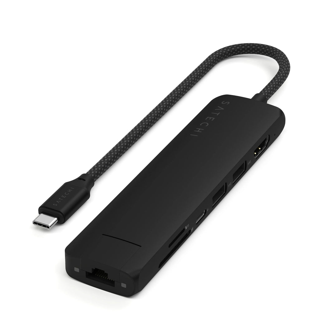 7-in-1 USB-C Slim Multiport Adapter with Ethernet Satechi Black