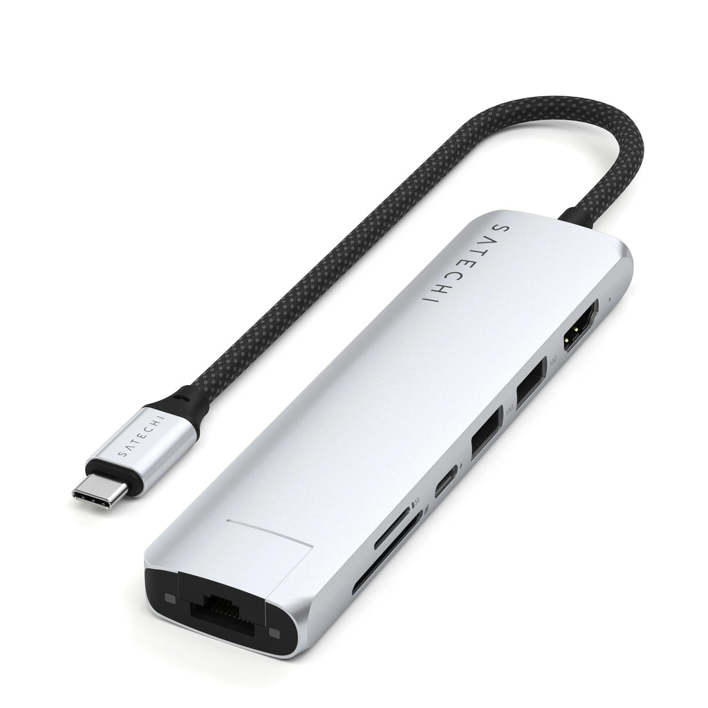 7-in-1 USB-C Slim Multiport Adapter with Ethernet Satechi Silver