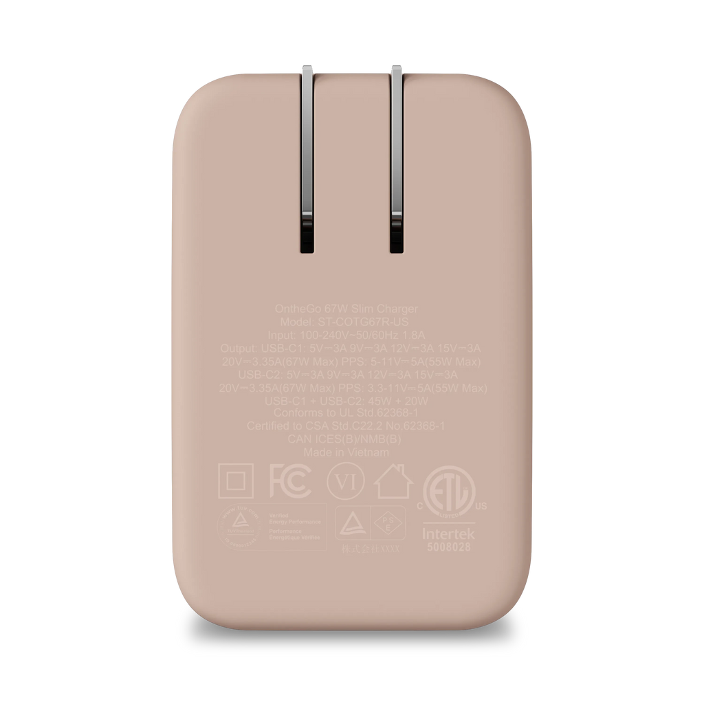 OntheGo™ 67W Slim Wall Charger Satechi Desert Rose