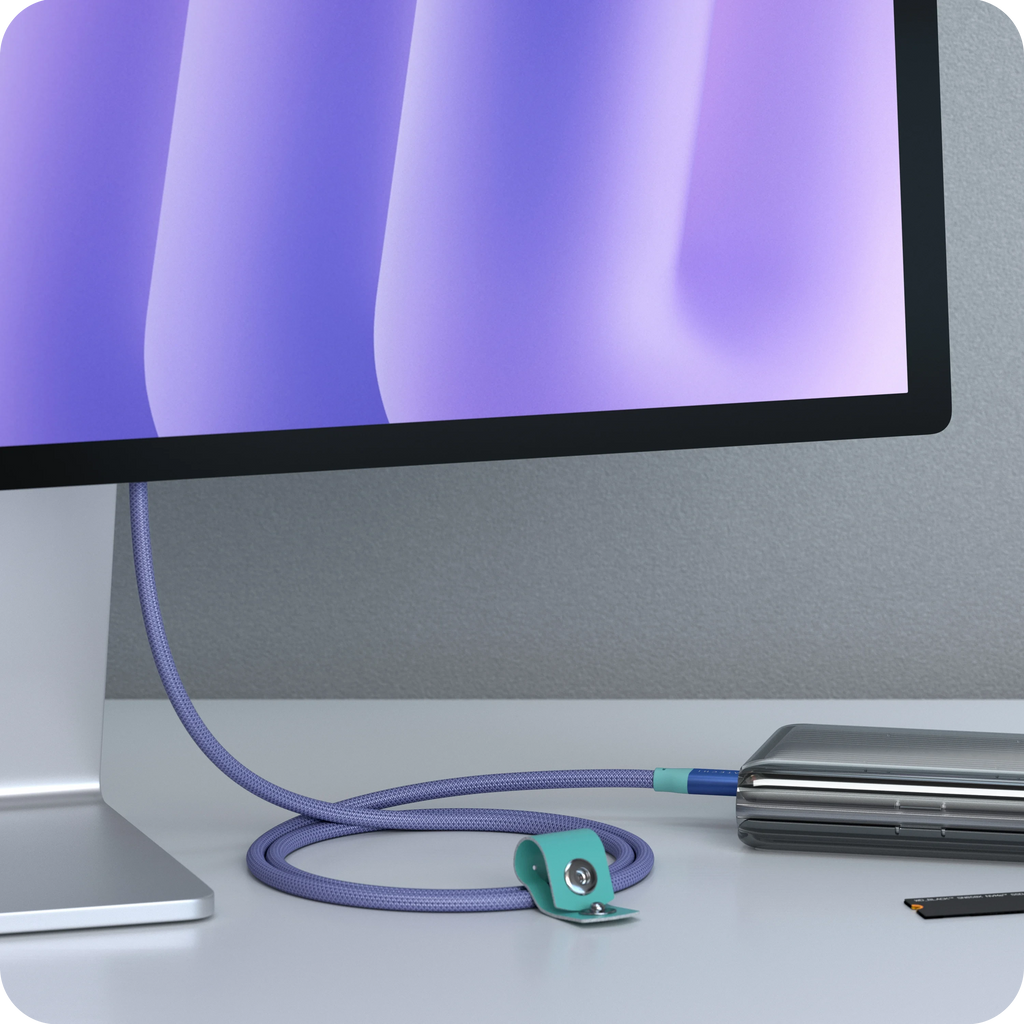 USB-C to USB-C Data and Charge Cable (Purple + Aquatic Awe)