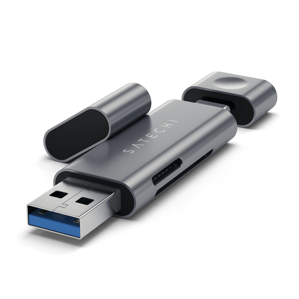 Aluminum Type-C USB 3.0 and Micro/SD Card Reader for Type-C Devices Hubs Satechi Space Gray