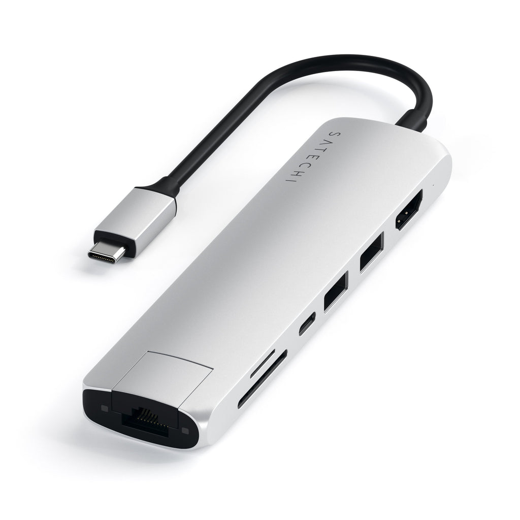 Type-C Slim Multi-Port Adapter with Ethernet USB-C Satechi Silver