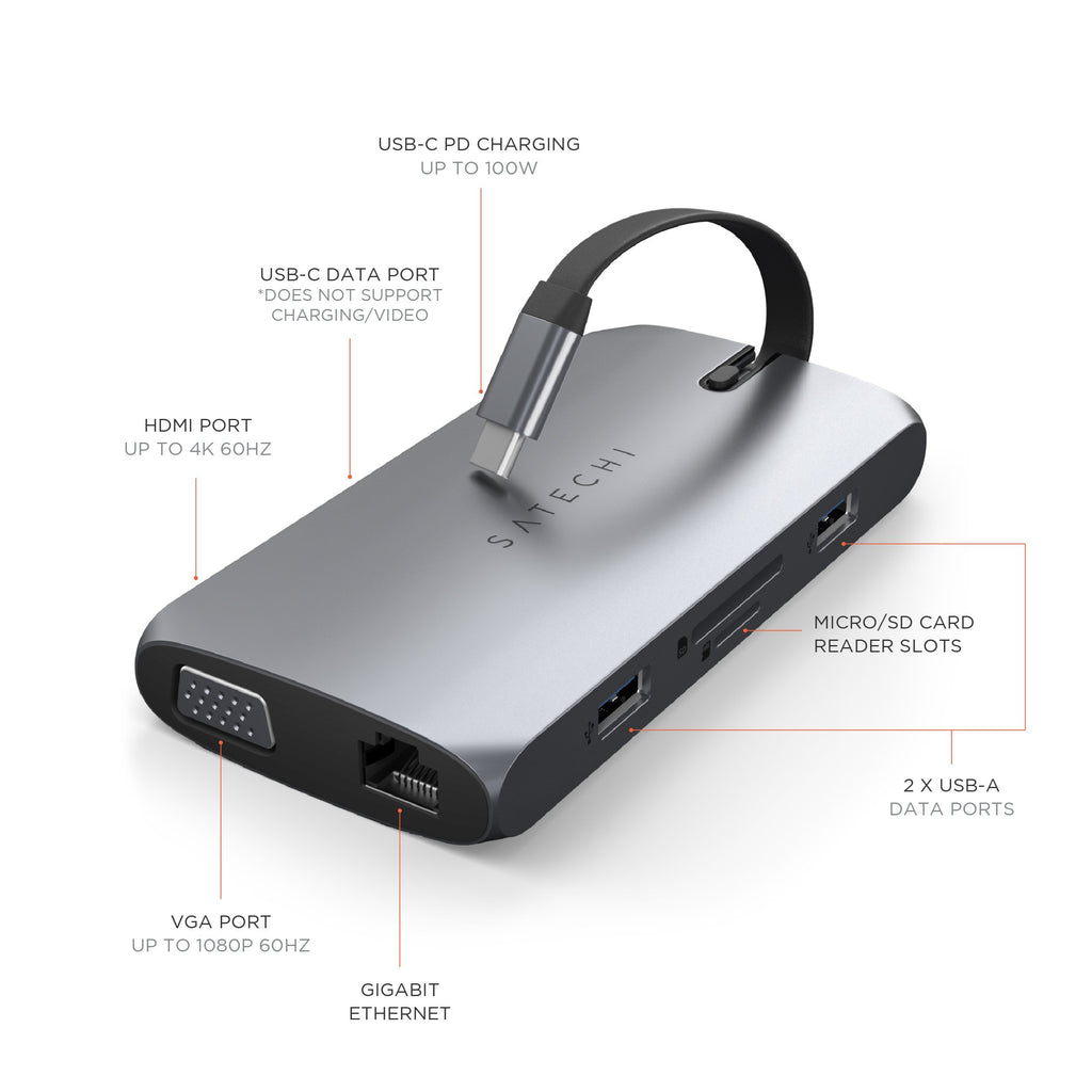 USB-C On-the-Go Multiport Adapter Multi-Ports Satechi Space Gray